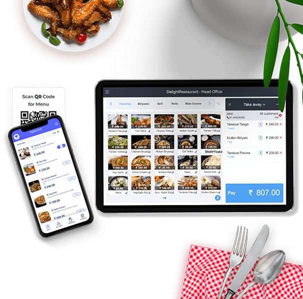 Gofrugal's omnichannel options - on tablet and mobile phone