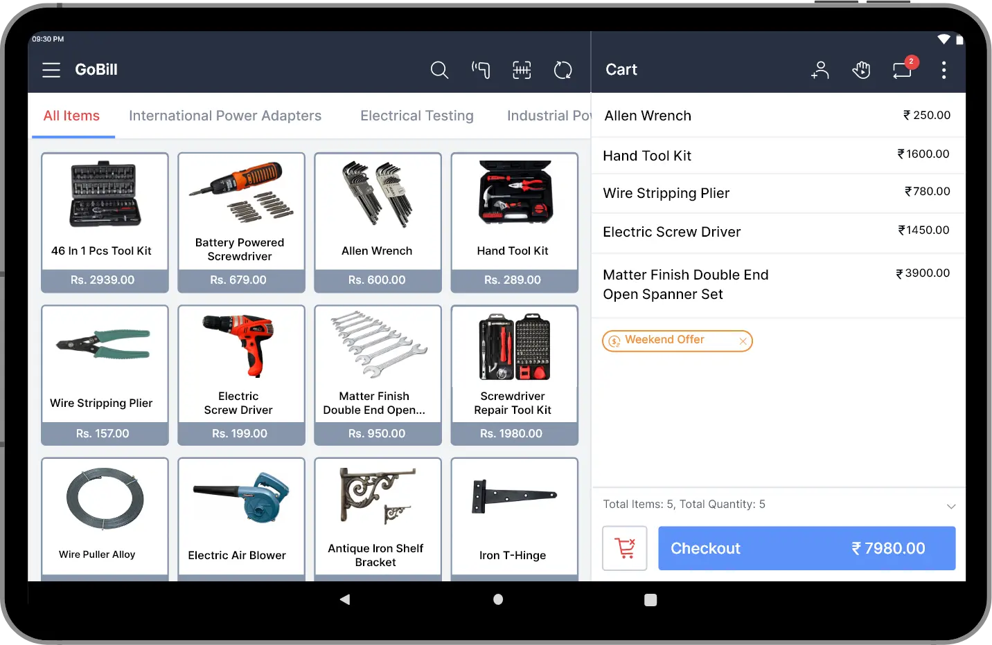 Restaurant on Tablet Screen