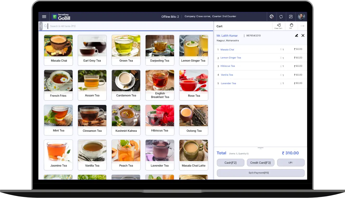 Restaurant on desktop Screen
